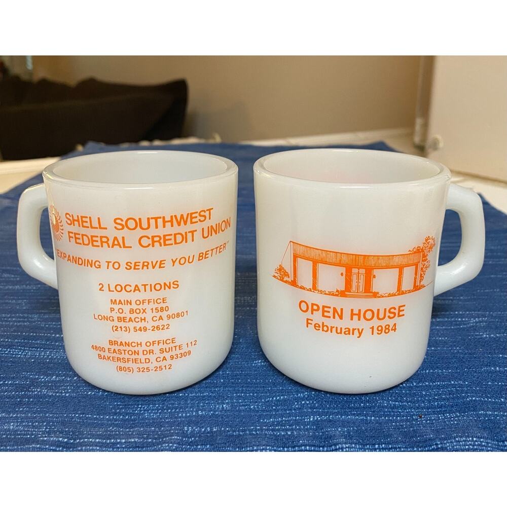 1 Vtg 1984 Shell Oil Credit Union Bank Advertising Bakersfield Long Beach CA Mug